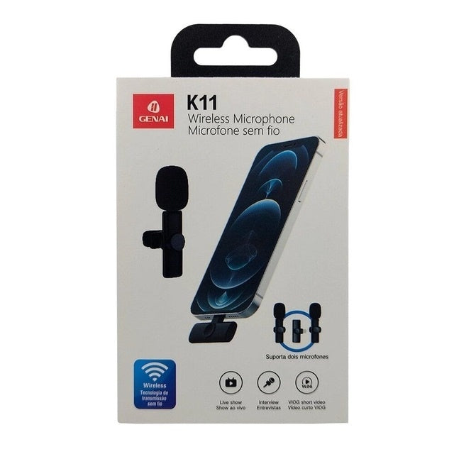 ميكروفون K11 لاسلكي كليب للتسجيل (أندرويد/آيفون) - Microphone Cravate Sans Fil K11 pour Enregistrement Audio Vidéo (Android/iPhone)