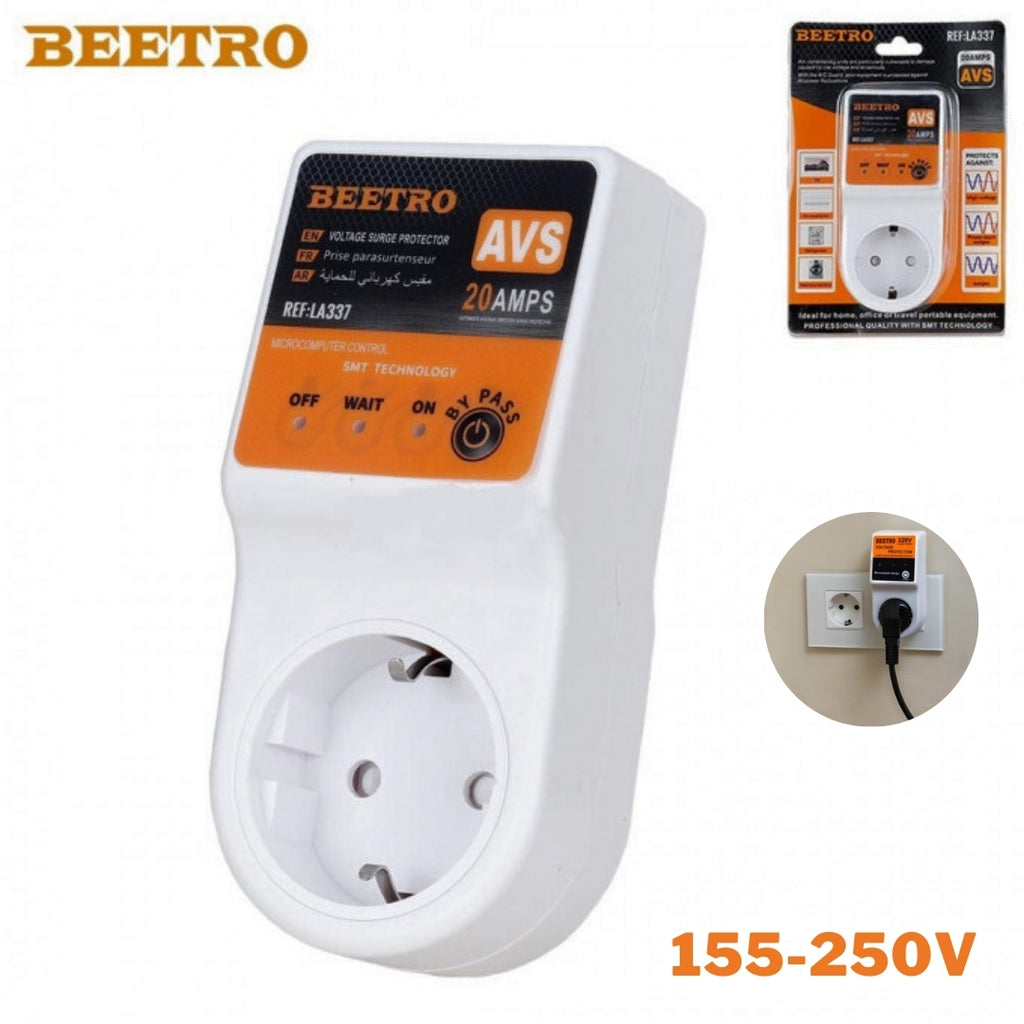 حامي الجهد الكهربائي BEETRO 155-250V 20A للأجهزة المنزلية - Protecteur de Tension BEETRO 155-250V 20A pour Appareils Électroménagers
