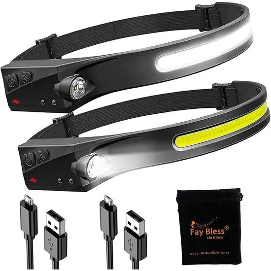 كشاف رأس Quickdz Shop قابل للشحن COB 350 لومن مع مستشعر حركة - Lampe Frontale Quickdz Shop Rechargeable COB 350 Lumens avec Capteur de Mouvement