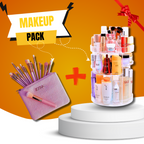 بكج منظم مكياج دوار 360° + طقم فرش مكياج زويفا 15 قطعة - Pack Organisateur Maquillage Rotatif 360° + Trousse 15 Pinceaux Zoeva Pro
