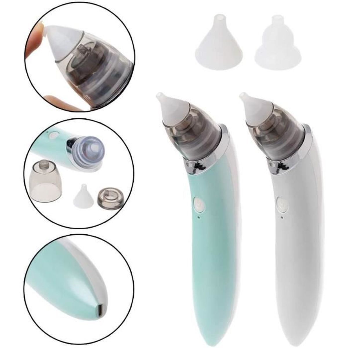 شفاطة الأنف الكهربائية للطفل 2 أحجام - Mouche Nez Aspirateur Nasal Électrique Bébé 2 Embouts