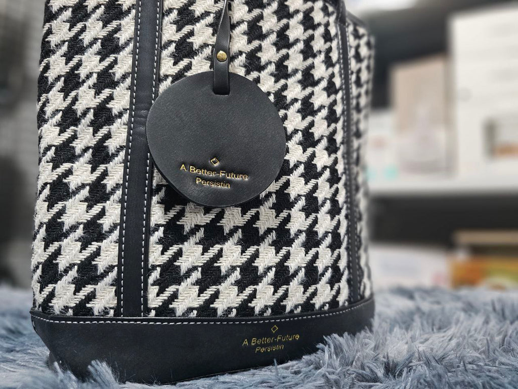 حقيبة كتف نسائية مبطنة بتصميم مربعات عتيق سعة كبيرة - Sac à bandoulière pied-de-poule Vintage pour femmes grande capacité