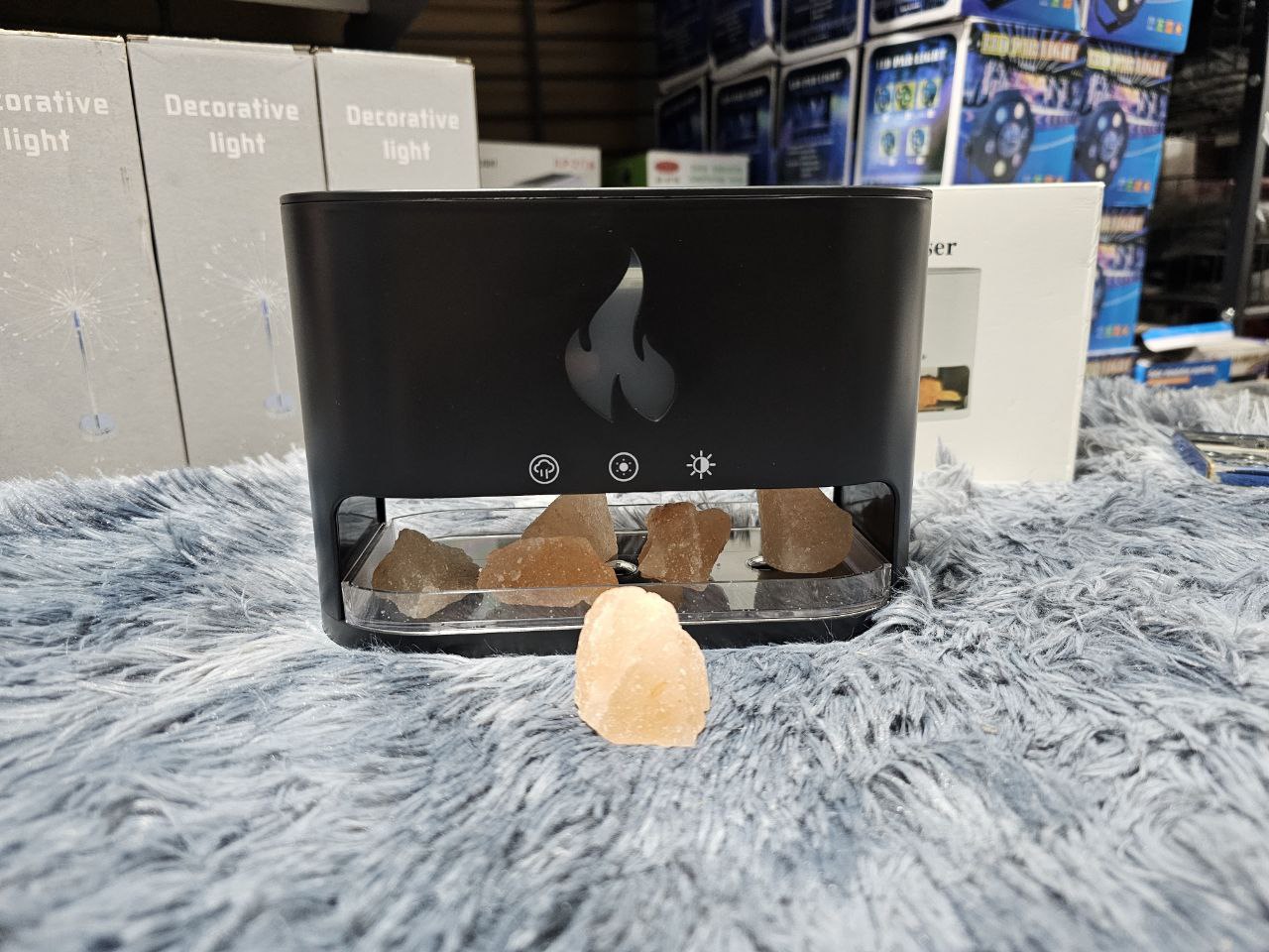 Diffuseur d'huiles essentielles flamme avec des roches de sel de cristal 250ML - موزع روائح الزيوت العطرية باللهب مع صخور الملح الكريستالي 250 مل