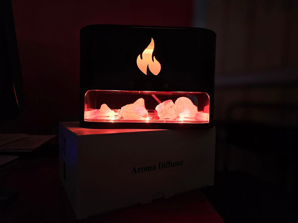 Diffuseur d'huiles essentielles flamme avec des roches de sel de cristal 250ML - موزع روائح الزيوت العطرية باللهب مع صخور الملح الكريستالي 250 مل