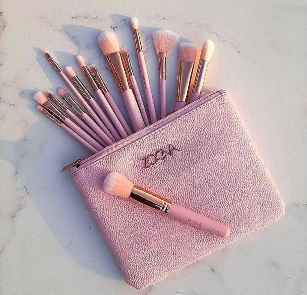 طقم 15 فرشاة مكياج زويفا احترافية مع حقيبة - Lot de 15 Pinceaux Zoeva Professionnels avec Trousse