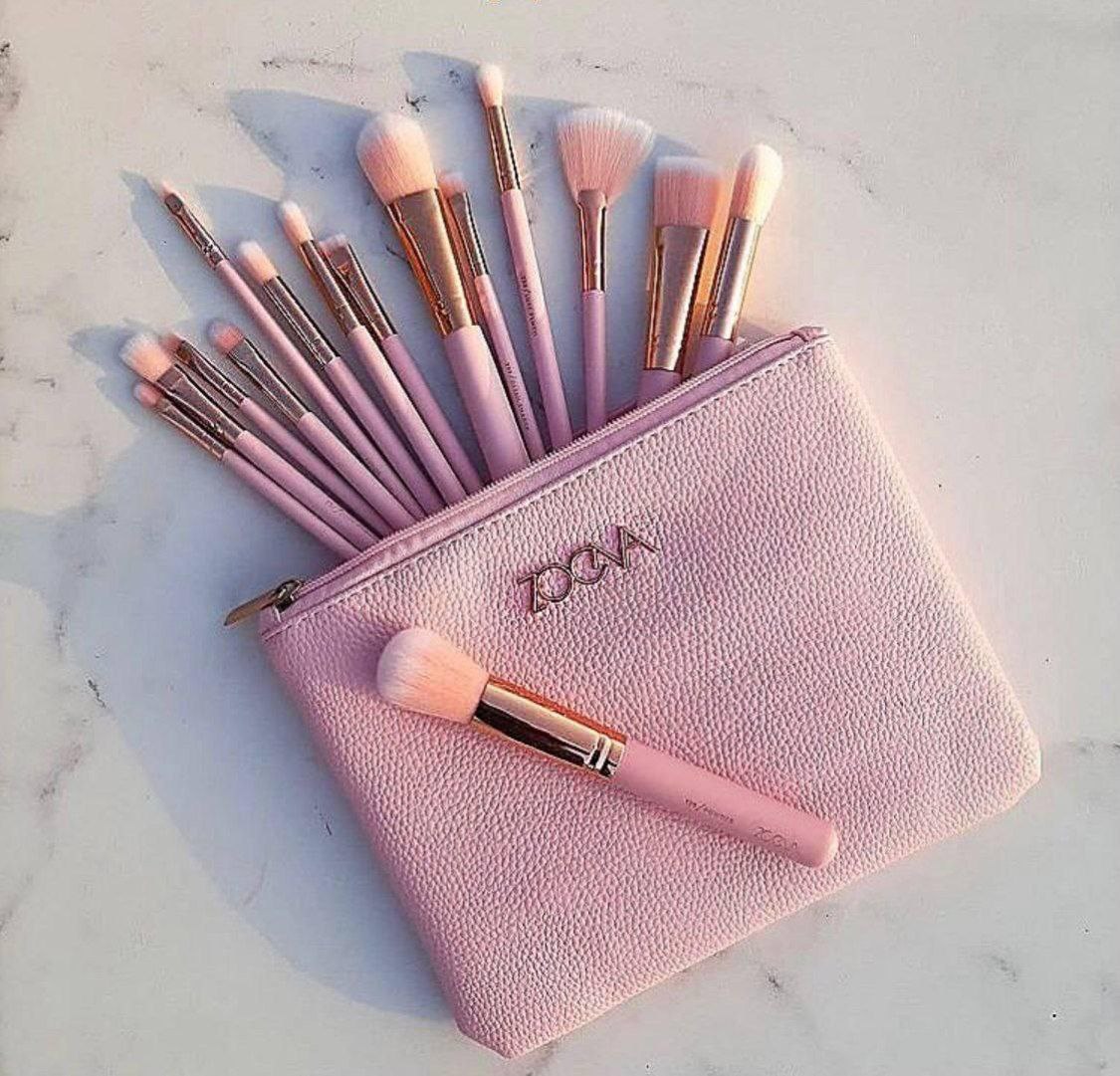 طقم 15 فرشاة مكياج زويفا احترافية مع حقيبة - Lot de 15 Pinceaux Zoeva Professionnels avec Trousse