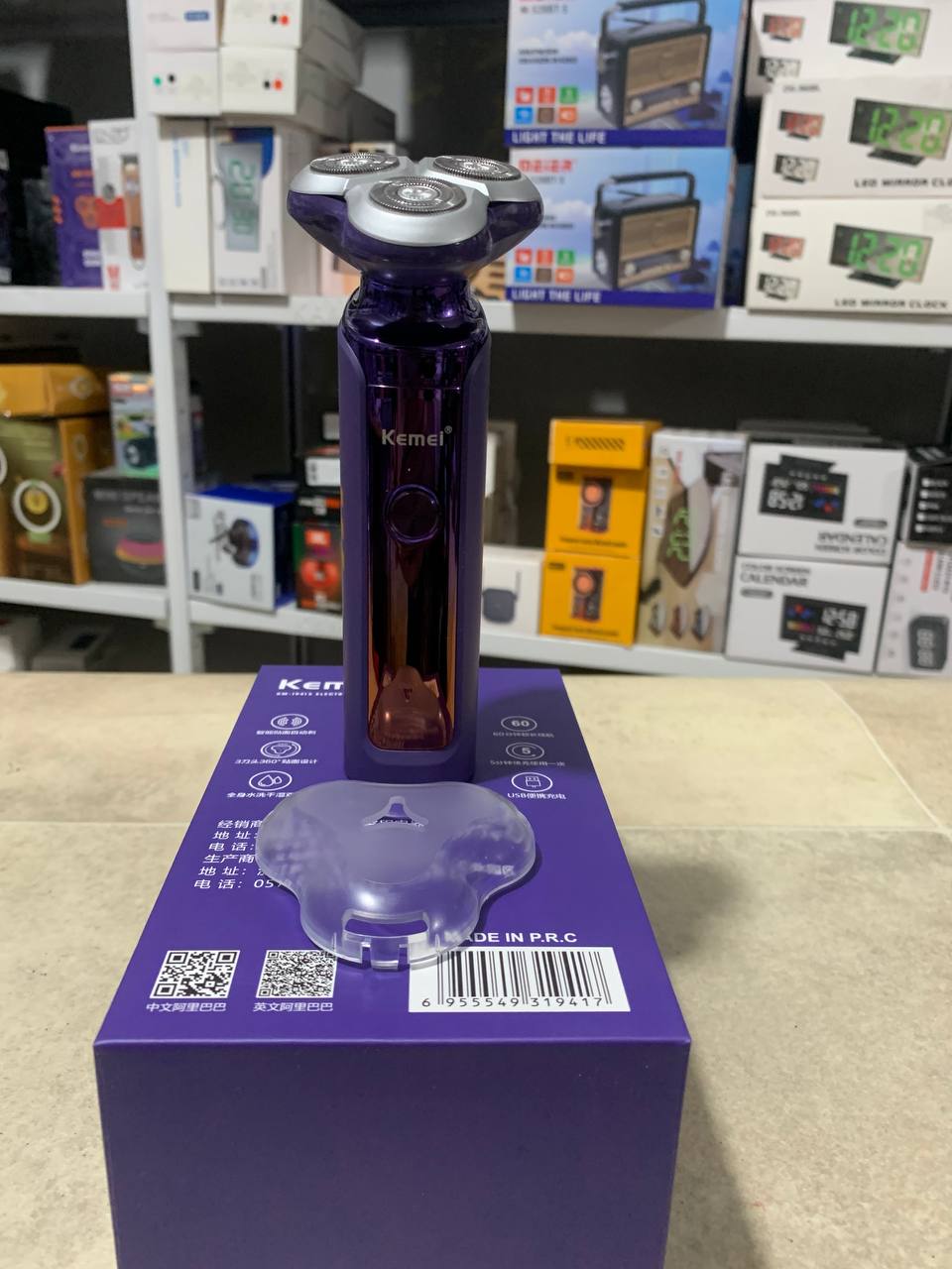 Kemei ماكينة حلاقة كهربائية للجسم للرجال، مقاومة للماء، شاشة LCD، نظام عائم ثلاثي الأبعاد، KM-1941s - Kemei Rasoir Électrique Corps Homme, Étanche, Écran LCD, Système Flottant 3D, KM-1941s