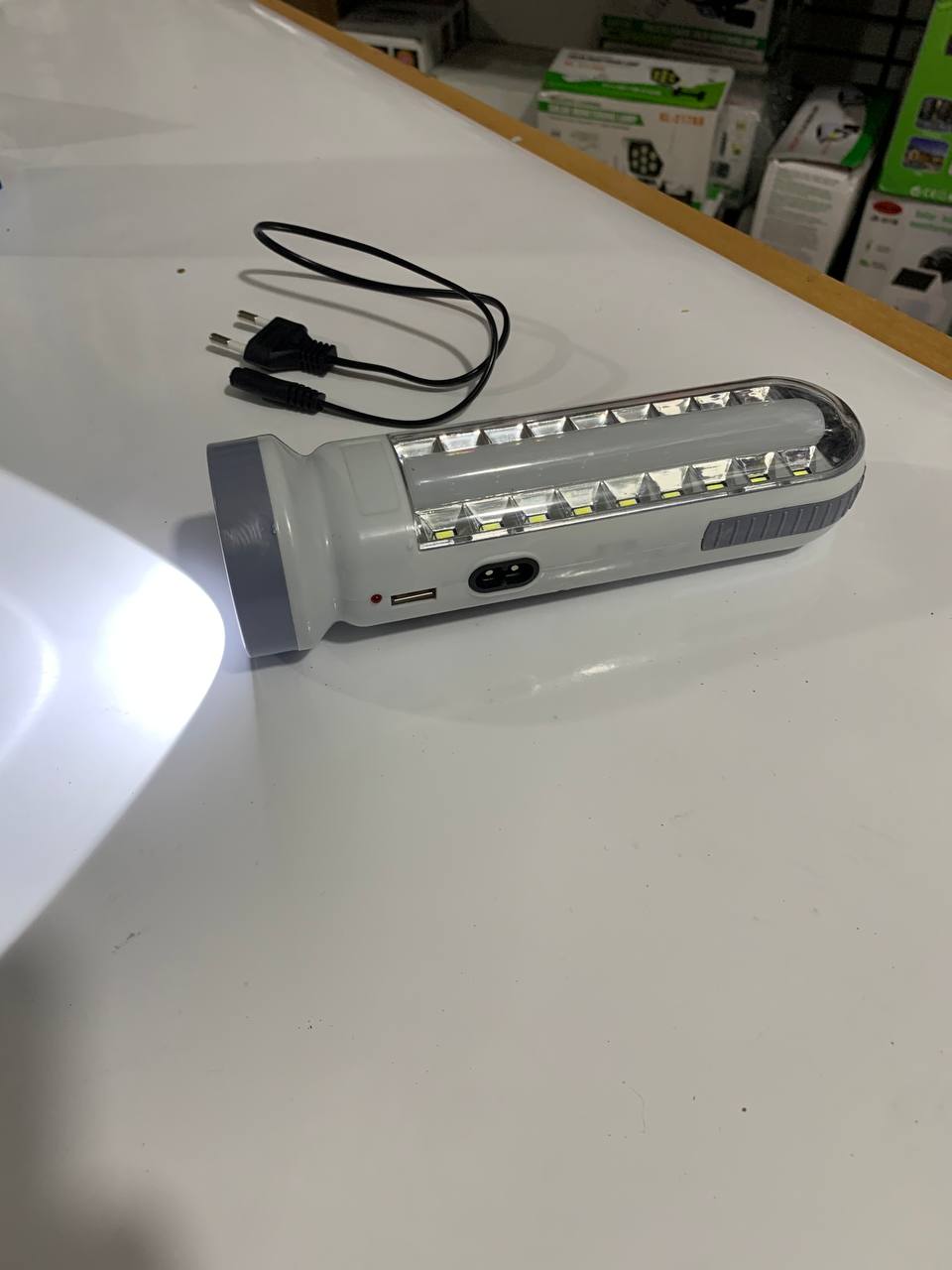 مصباح كشاف LED شمسي قابل للشحن USB SH-189-2 - Lampe Torche LED Solaire Rechargeable USB SH-189-2