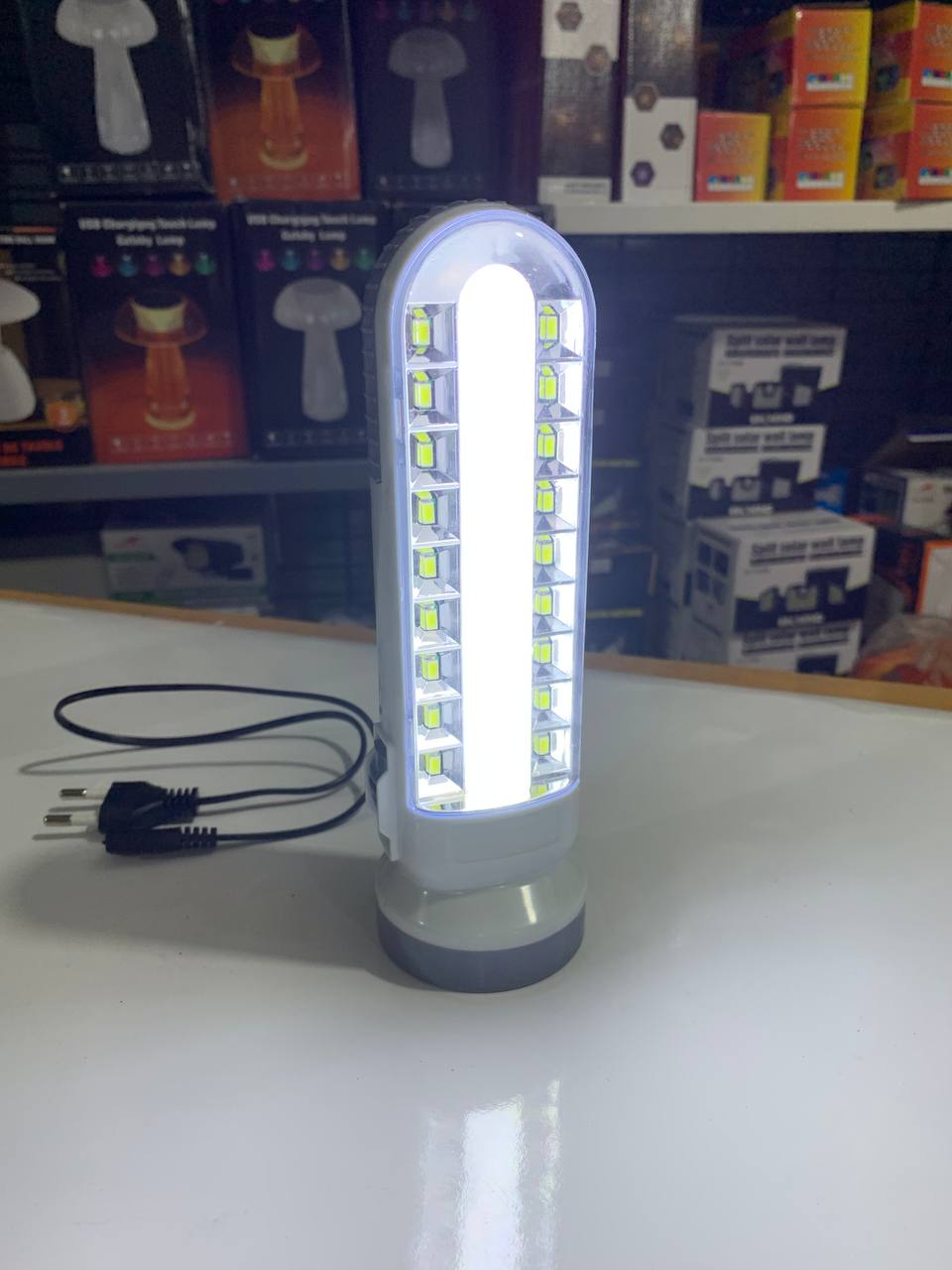 مصباح كشاف LED شمسي قابل للشحن USB SH-189-2 - Lampe Torche LED Solaire Rechargeable USB SH-189-2