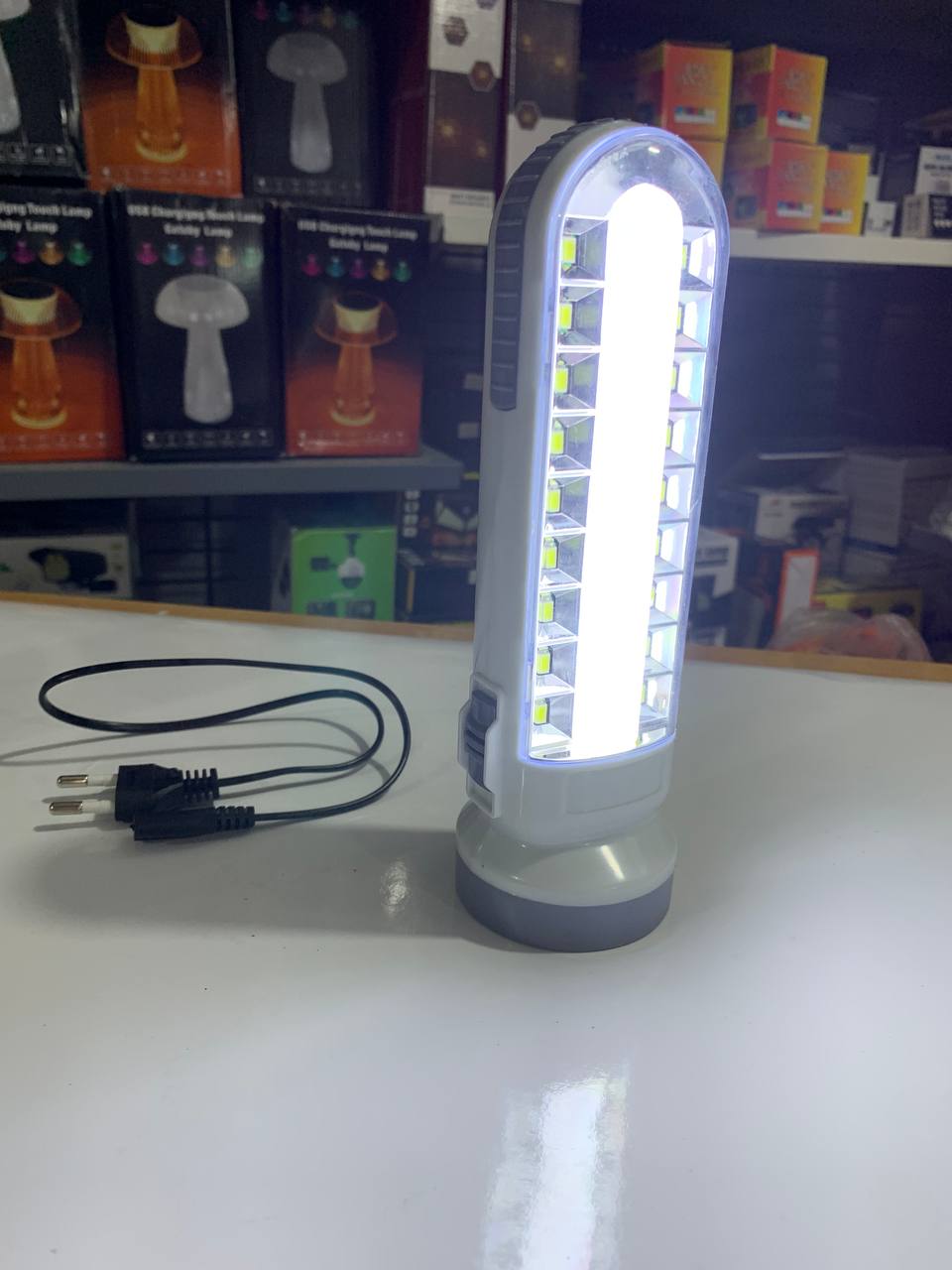 مصباح كشاف LED شمسي قابل للشحن USB SH-189-2 - Lampe Torche LED Solaire Rechargeable USB SH-189-2