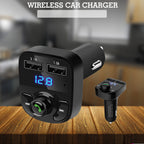 جهاز إرسال FM بلوتوث لاسلكي للسيارة X8 مع شاحن USB سريع ومشغل MP3 - Transmetteur FM Bluetooth Sans Fil X8 pour Voiture avec Chargeur USB Rapide et Lecteur MP3
