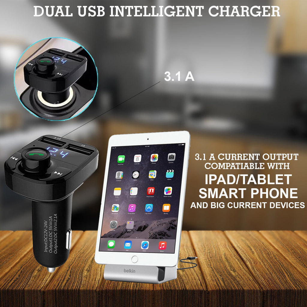 جهاز إرسال FM بلوتوث لاسلكي للسيارة X8 مع شاحن USB سريع ومشغل MP3 - Transmetteur FM Bluetooth Sans Fil X8 pour Voiture avec Chargeur USB Rapide et Lecteur MP3