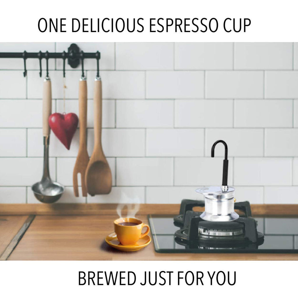 Cafetière Italienne Moka à Tube en Alliage d'Aluminium 50ml - ماكينة صنع قهوة الموكا الإيطالية بأنبوب من سبائك الألومنيوم