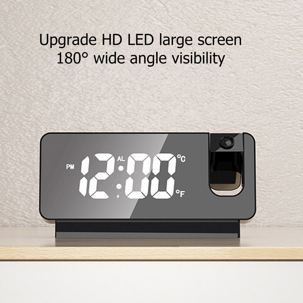 ساعة منبه رقمية LED ذكية مع جهاز عرض 180° ودرجة حرارة USB - Réveil Numérique LED Intelligent avec Projecteur 180° Température USB