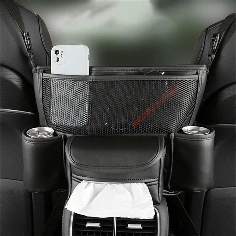 حقيبة تخزين مركزية فاخرة من جلد النابا لمقعد السيارة - Sac de Rangement Central en Cuir Nappa pour Siège Auto