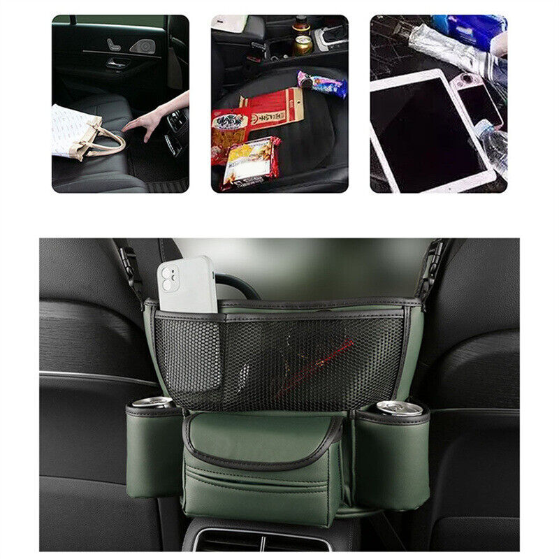 حقيبة تخزين مركزية فاخرة من جلد النابا لمقعد السيارة - Sac de Rangement Central en Cuir Nappa pour Siège Auto