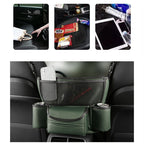 حقيبة تخزين مركزية فاخرة من جلد النابا لمقعد السيارة - Sac de Rangement Central en Cuir Nappa pour Siège Auto