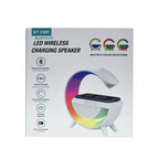 مصباح مكتبي ذكي RGB نوع Big G مع شاحن لاسلكي وسماعة بلوتوث 5.2 | HM-3201 - Lampe de Chevet Intelligente RGB Type Big G | Chargeur Sans Fil & Enceinte Bluetooth 5.2 | HM-3201