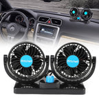 مروحة سيارة مزدوجة 12V دوارة 360° بسرعتين - Quickdz Shop - Double Ventilateur Voiture 12V Rotatif 360° 2 Vitesses - Quickdz Shop