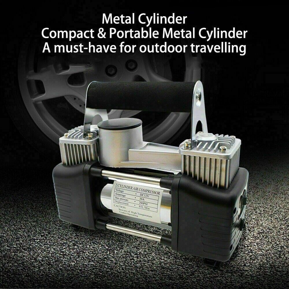 Compresseur automobile à double piston, 70 L/min, tuyau de 3 mètres, 12 V