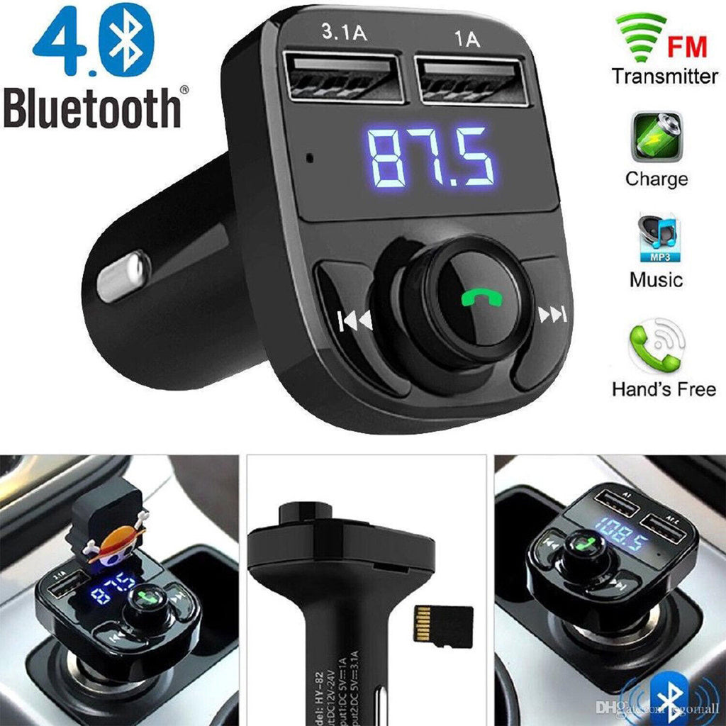 جهاز إرسال FM بلوتوث لاسلكي للسيارة X8 مع شاحن USB سريع ومشغل MP3 - Transmetteur FM Bluetooth Sans Fil X8 pour Voiture avec Chargeur USB Rapide et Lecteur MP3
