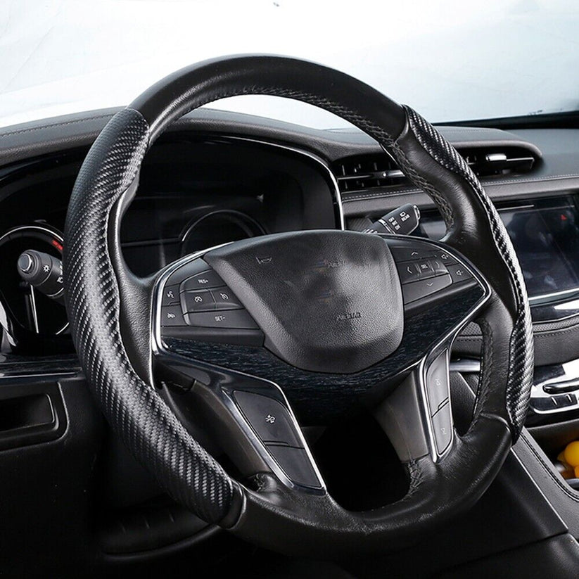 2 Pcs Housse de Volant Voiture antidérapant Noir carbon