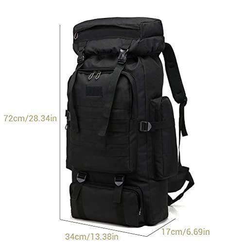 حقيبة ظهر احترافية للتخييم والمشي 90 لتر مقاومة للماء كاموفلاج أسود - Quickdz Shop - Sac à dos Randonnée Professionnel 90L Étanche Camouflage Noir - Quickdz Shop