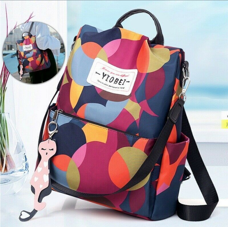 حقيبة ظهر نسائية أكسفورد مضادة للسرقة ومقاومة للماء - متعددة الألوان - Sac à dos femme Oxford Antivol Étanche Multicolore