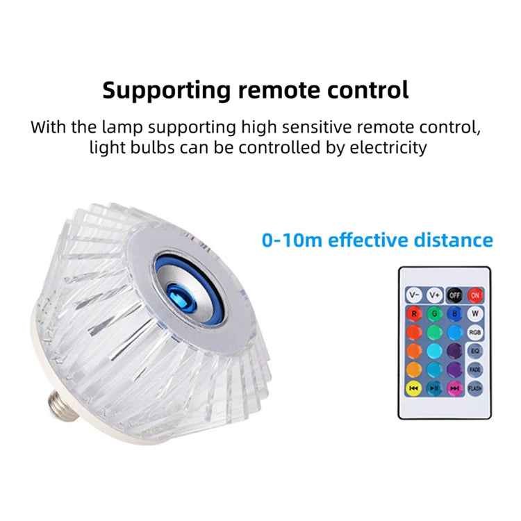 Ampoule musicale LED haut-parleur intégré Crystal Avec Bluetooth et télécommande 24W
